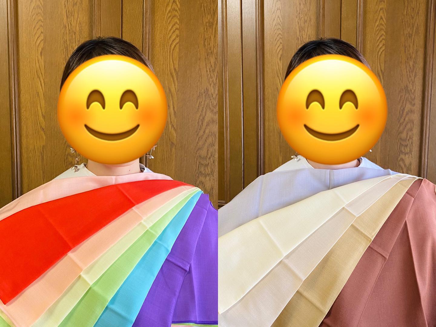 先日のフルカラー&骨格・イメージコンサルティングのお客様。サロン始まって以来初めてお着物でお越しのお客様でした。（骨格診断は失礼して手が入るところから手を入れさせていただいて診断を。）お着物のお話もいろいろと伺えて興味深かったです️先日のY様と対照的に、ご自身はブルベだと思って来られたH様。実はインスタをフォローさせていただいており、写真の印象からスプリングさんだとお見受けしていて、実際お会いしても変わらずその印象でした。それはヘアカラー、メイク、お着物の色がお似合いだったから。ですが、ご自身ではブルベだから、と、ブルベの色を選ばれていると思われていたそうで、診断中にイエベだと認識され驚かれていました。ですが、ブルベと思われていただけで、実際に「似合う」と感じて身に付けて来られたのはイエベの色だったのです。柄や形も自然とお似合いのものを選ばれていたHさん。「口紅は違和感がありました」とおっしゃっていたのは、ブルベのローズピンクだったから。柔らかいピーチの口紅はパーフェクトに調和してとても素敵でした！「違和感がある」と感じていた感覚は正解だったのです感覚と認識が一致されたHさん。これからも素敵に輝いて下さいね2枚目にライトスプリングの方にお似合いのマスクカラーを紹介しています#パーソナルカラー#パーソナルカラー診断#15分類進化型パーソナルカラー #15分類進化型パーソナルカラー診断 #国際カラープロフェッショナル協会#骨格診断#パーソナルカラー淡路島#パーソナルカラー神戸#パーソナルカラー徳島#骨格診断淡路島#淡路島#淡路市#洲本市#南あわじ市#淡路島カラー#淡路島カラーサロン#studioprism#似合う色#似合う服#パーソナルカラースプリング #パーソナルカラーライトスプリング#スプリングタイプ #スプリングタイプカラーマスク #イエベ